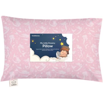 Picture of Toddler Pillow with Pillowcase - 13x18 My Little Dreamy Kids Travel Bed Pillows for Sleeping, Organic Cotton Small Pillowcase, Soft & Breathable, Machine Washable, Toddlers 2-5 Years Old (Mermaid)