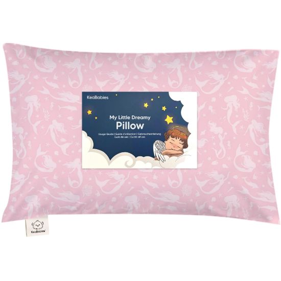 Picture of Toddler Pillow with Pillowcase - 13x18 My Little Dreamy Kids Travel Bed Pillows for Sleeping, Organic Cotton Small Pillowcase, Soft & Breathable, Machine Washable, Toddlers 2-5 Years Old (Mermaid)