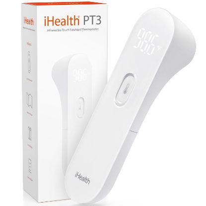 Picture of iHealth No-Touch Forehead Thermometer for Adults, Kids, Babies - FSA HSA Eligible, 3 Ultra-Sensitive Sensors, Quiet Vibration Feedback, Digital Large LED Digits, Easy to Use for Home & Nurses, PT3