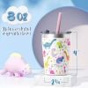 Picture of Tiblue Kids Cup - Spill Proof Vacuum Stainless Steel Insulated Tumbler for Toddler -BPA FREE Smoothie Baby Drinking Cup with Leak Proof Lid & Silicone Straw with Stopper (2 Pack, 8oz Unicorn+Dinosaur)