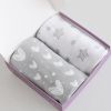Picture of Bassinet Sheets Fit for Simmons Kids by The Bed City Sleeper Bassinet(Twins), Moses Basket, Hospital Bassinet and Silver Cross Stroller Bassinet, 100% Cotton, 2 Pack, Gray and White Print
