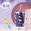 Picture of Tiblue Kids Cup - Spill Proof Vacuum Stainless Steel Insulated Tumbler for Toddler - BPA FREE Smoothie Baby Drinking Cup with Leak Proof Lid & Silicone Straw with Stopper (2 Pack, 8oz Rainbow+Mermaid)