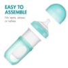 Picture of Boon Nursh Reusable Silicone Pouch Baby Bottles - Medium Flow Nipple - Silicone Baby Bottle Pouch and Nipple - Baby Feeding Essentials - Blue - 3-6 Months - 3 Count - 8 Ounce