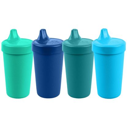 Picture of Re-Play Sippy Cups for Toddlers - 10 Oz. Reusable Spill Proof Cups for Kids, Dishwasher/Microwave Safe - Made in USA - Set of 4-3.13" x 6.25" - True Blue
