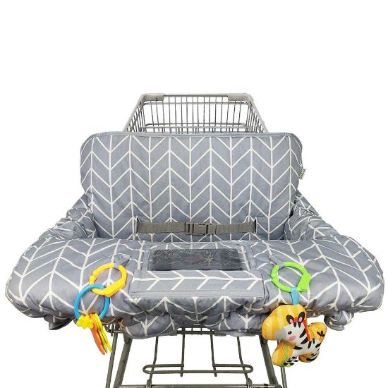Picture of Shopping Cart Cover for Baby ICOPUCA Cotton High Chair Cover, Reversible, Machine Washable for Infant, Toddler, Boy or Girl (Grey Arrow Print)
