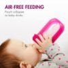 Picture of Boon Nursh Reusable Silicone Pouch Baby Bottles - Medium Flow Nipple - Silicone Baby Bottle Pouch and Nipple - Baby Feeding Essentials - Pink - 3-6 Months - 3 Count - 8 Ounce