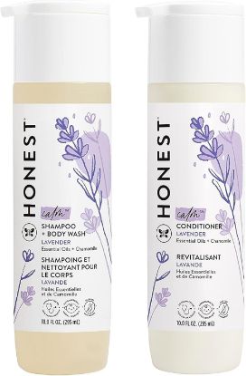 Picture of The Honest Company Silicone-Free Conditioner & 2-in-1 Cleansing Shampoo + Body Wash Duo | Gentle for Baby | Naturally Derived | Lavender Calm, 20 fl oz