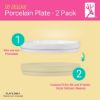 Picture of Elk and Friends Kids 6.7” Porcelain White Plates | Divided Plates | Suitable for Kids/Toddlers | Microwave & Dishwasher Safe | Non Slip | Snack Dishes | 2 Pack
