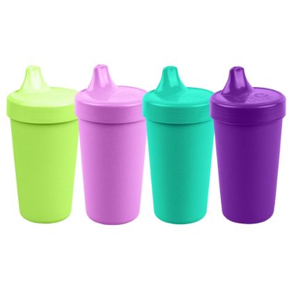 Picture of Re-Play Sippy Cups for Toddlers - 10 Oz. Reusable Spill Proof Cups for Kids, Dishwasher/Microwave Safe - Made in USA - Set of 4-3.13" x 6.25" - Mermaid