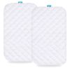 Picture of Biloban Bassinet Mattress Pad Cover, 2 Pack, Waterproof Quilted Ultra Soft Viscose Made from Bamboo Terry Surface, Fits Cloud Baby/Yacul Bedside Crib, White, 20"W x 30"L