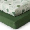 Picture of Blissful Diary Muslin Crib Sheets for Girl Boy, Boho Neutral Soft Cotton Baby Sheet for 52''x28'' Standard Crib Mattress, 2 Pack(Monstera&Dark Green)
