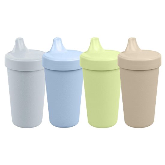 Picture of Re-Play Sippy Cups for Toddlers - 10 Oz. Reusable Spill Proof Cups for Kids, Dishwasher/Microwave Safe - Made in USA - Set of 4-3.13" x 6.25" - Meadow