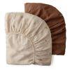 Picture of Blissful Diary Muslin Mini Crib Sheets, Pack and Play Mattress Sheets Fitted for Pack N Play, Soft Cotton for Boys Girls, 2 Pack(Sunshine&Brown)