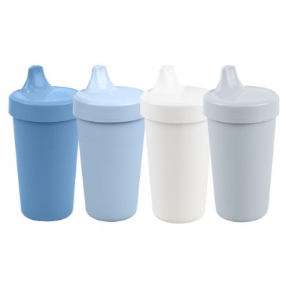 Picture of Re-Play Sippy Cups for Toddlers - 10 Oz. Reusable Spill Proof Cups for Kids, Dishwasher/Microwave Safe - Made in USA - Set of 4-3.13" x 6.25" - Cool Blues