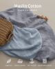 Picture of Blissful Diary Muslin Mini Crib Sheets, Pack and Play Mattress Sheets Fitted for Pack N Play, Soft Cotton for Boys Girls, 2 Pack(Light Blue&Grey)