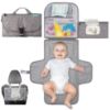 Picture of Kopi Baby Portable Diaper Changing Pad - Baby Diaper Changer Travel Bag with Wipes Pocket, Smart Design Portable Changing Mat, Infant Travel Station Kit, Gift for Newborn Girl & Boy - Grey, Classic