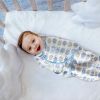 Picture of 3-Pack Organic Baby Swaddle Sleep Sacks for Newborn - Baby Swaddles 0-3 Months, Baby Swaddle Sack, Blue & Elephant & Stripe, Baby Swaddle Blanket Wrap (Small/Medium)