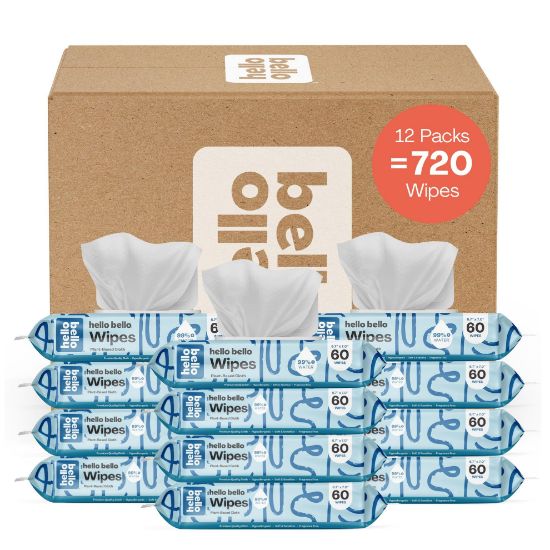 Picture of Hello Bello Extra Gentle Unscented Baby Wipes, Plant Based, Made with 99% Water and Aloe for Babies and Kids, 720 Count