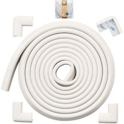 Picture of Roving Cove HeftyFit Edge Corner Protector Baby Proofing (Large 15ft Edge 4 Corners), Heavy-Duty, Soft NBR Rubber Foam, Furniture Fireplace Safety Bumper Guard, 3M Adhesive, Oyster White (Off White)