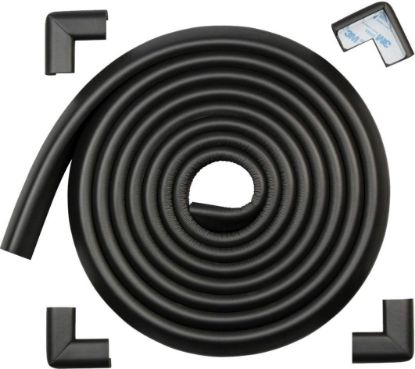 Picture of Roving Cove HeftyFit Edge Corner Protector Baby Proofing (Large 15ft Edge 4 Corners), Heavy-Duty, Soft NBR Rubber Foam, Furniture Fireplace Safety Bumper Guard, 3M Adhesive, Onyx Black