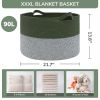 Picture of INDRESSME Large Laundry Storage Basket, 21.7 x 13.8 Blanket Baskets for Organizing Decorative Rope Basket Living Room Bedroom Nursery Toy Storage Basket for Colthes Towel, Empty Gift Basket, Green