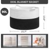Picture of INDRESSME Large Cotton Rope Baskets for Storage, 21.7 x 13.8 Blanket Storage for Living Room Toy Baskets Kids, Baby Laundry Basket for Dirty Clothes, Pillows, 90L White & Black