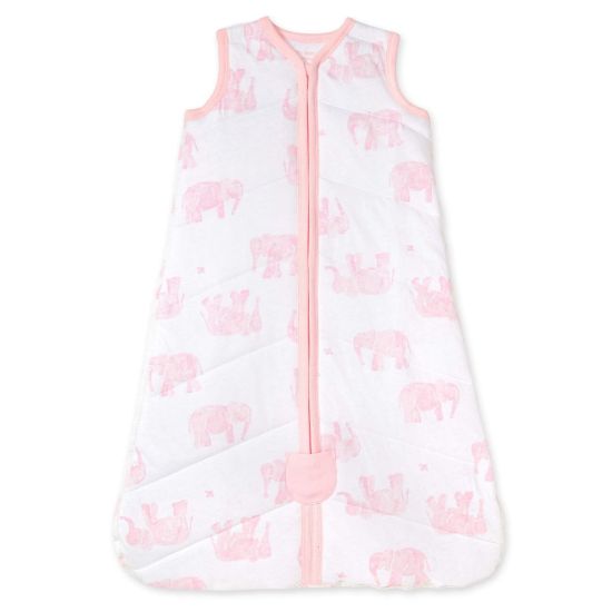 Picture of Burt's Bees Baby Baby Beekeeper Wearable Blanket, 100% Organic Cotton, Swaddle Transition Sleeping Bag, Quilted Blossom Elephants, Large
