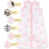Picture of Burt's Bees Baby Baby Beekeeper Wearable Blanket, 100% Organic Cotton, Swaddle Transition Sleeping Bag, Quilted Blossom Elephants, Large