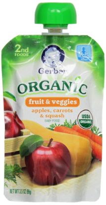 Picture of Gerber Organic 2nd Foods Pouches, Apples, Carrots, Squash, 3.5 Ounce (Pack of 12)