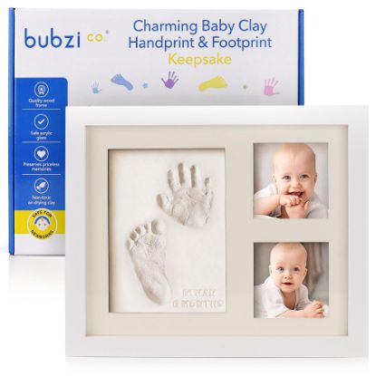 Picture of Bubzi Co Baby Footprint Kit, Baby Foot and Hand Print Kit, Baby Keepsake Frame, Nursery Pictures Frames, Hand Print Mold Kit, New Mom Gifts, Baby Newborn Essentials Must Haves, Baby Shower Gifts