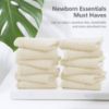 Picture of SWEET DOLPHIN 12 Pack Muslin Burp Cloths Large 100% Cotton Hand Washcloths for Baby - Baby Essentials Extra Absorbent and Soft Boys & Girls Milk Spit Up Rags for Newborn Registry - Ivory, 20" X10"