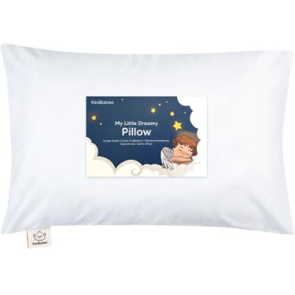 Picture of Toddler Pillow with Pillowcase - 13x18 My Little Dreamy Kids Travel Bed Pillows for Sleeping, Organic Cotton Small Pillowcase, Soft & Breathable, Machine Washable, Toddlers 2-5 Years Old (Soft White)