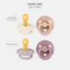Picture of BIBS Colour Soother 4-Pack, BPA Free Dummy Pacifier, Round Nipple. Natural Rubber Latex, Made in Denmark. 6-18 Months (Pack of 2), Baby Girl Colours