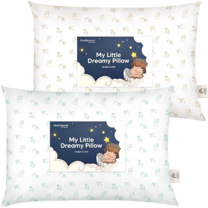 Picture of 2-Pack Toddler Pillow - Soft Organic Cotton Toddler Pillows for Sleeping - 13X18 Small Pillow for Kids - Kids Pillows for Sleeping - Kids Pillow for Travel, School, Nap, Age 2 to 5 (Excavator)
