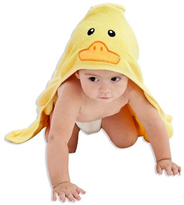 Picture of HIPHOP PANDA Hooded Towel - Rayon Made from Bamboo, Bath Towel with Bear Ears for Newborn, Babie, Toddler, Infant - Absorbent Large Baby Towel - Yellow Duck, 30 x 40 Inch