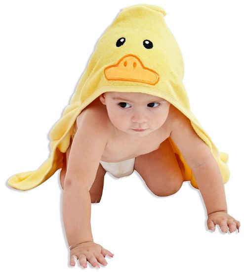 Picture of HIPHOP PANDA Hooded Towel - Rayon Made from Bamboo, Bath Towel with Bear Ears for Newborn, Babie, Toddler, Infant - Absorbent Large Baby Towel - Yellow Duck, 30 x 40 Inch