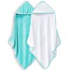 Picture of 2 Pack Baby Bath Towel - Rayon Made from Bamboo, Ultra Soft Hooded Towels for Babies,Toddler,Infant - Newborn Essential -Perfect Baby Registry Gifts for Boy Girl (White and Malachite, 30 x 30 Inch)