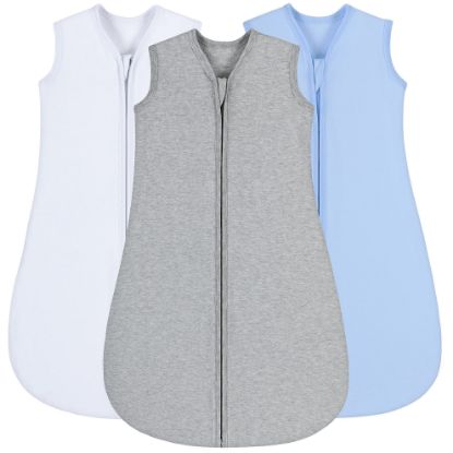 Picture of Yoofoss Baby Sleep Sack 0-3 Months 100% Cotton 0.5 TOG Baby Sleeping Bag 2-Way Zipper Toddler Wearable Blankets 3 Pack Breathable Lightweight (X-Small)
