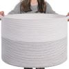 Picture of INDRESSME XXXLarge Cotton Rope Basket 21.7" x 21.7" x 13.8" Woven Baby Laundry Basket for Blankets Toys Storage Baskets with Handle Comforter Cushions Storage Bins Thread Laundry Hamper-Black Stitch