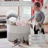 Picture of INDRESSME XXXLarge Cotton Rope Basket 21.7" x 21.7" x 13.8" Woven Baby Laundry Basket for Blankets Toys Storage Baskets with Handle Comforter Cushions Storage Bins Thread Laundry Hamper-Black Stitch