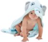 Picture of HIPHOP PANDA Hooded Towel - Rayon Made from Bamboo, Bath Towel with Bear Ears for Newborn, Babie, Toddler, Infant - Absorbent Large Baby Towel - Blue Elephant, 30 x 40 Inch