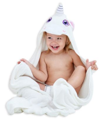 Picture of HIPHOP PANDA Hooded Towel - Rayon Made from Bamboo, Bath Towel with Bear Ears for Newborn, Babie, Toddler, Infant - Absorbent Large Baby Towel - Unicorn, 30 x 40 Inch