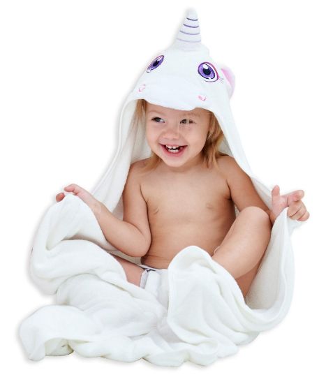 Picture of HIPHOP PANDA Hooded Towel - Rayon Made from Bamboo, Bath Towel with Bear Ears for Newborn, Babie, Toddler, Infant - Absorbent Large Baby Towel - Unicorn, 30 x 40 Inch