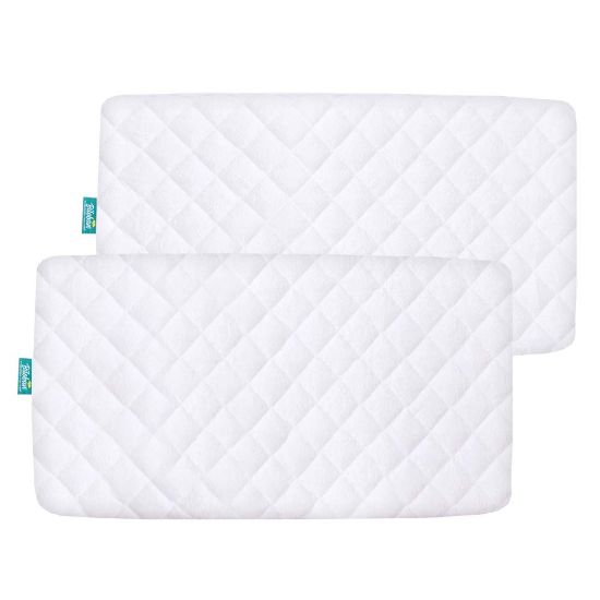Picture of Waterproof Bassinet Mattress Pad Cover Compatible with 4moms Breeze Plus Bassinet(not playard), 2 Pack, Ultra Soft Viscose Made from Bamboo Terry Surface, Breathable and Easy Care