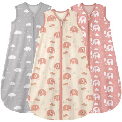 Picture of Yoofoss Baby Sleep Sack 0-6 Months Wearable Blanket for Babies 100% Cotton 2-Way Zipper TOG 0.5 Toddler Sleeping Sack 3 Pack, Comfy Lightweight Sleep Sacks