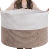 Picture of INDRESSME XXXLarge Cotton Rope Basket 21.7" x 21.7" x 13.8" Woven Baby Laundry Blanket Basket Toy Baskets with Handle Storage Comforter Cushions Thread Laundry Hamper