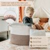 Picture of INDRESSME XXXLarge Cotton Rope Basket 21.7" x 21.7" x 13.8" Woven Baby Laundry Blanket Basket Toy Baskets with Handle Storage Comforter Cushions Thread Laundry Hamper