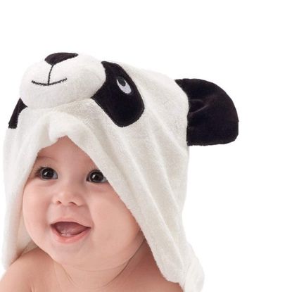 Picture of HIPHOP PANDA Hooded Towel - Rayon Made from Bamboo, Bath Towel with Bear Ears for Newborn, Babie, Toddler, Infant - Absorbent Large Baby Towel - Panda, 37.5 x 37.5 Inch