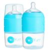 Picture of PopYum 5 oz Blue Anti-Colic Formula Making / Mixing / Dispenser Baby Bottles, 2-Pack (with #1 Nipples)