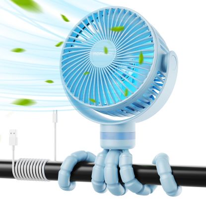 Picture of Momcozy 8000mAh Portable Stroller Fan, 27H Ultra-long Battery Life Detachable 4 Speed 360°Rotate LED Night Light with 2 Modes, USB Rechargeable Handheld Cooling Fan for Travel/Car Seat/Bedroom